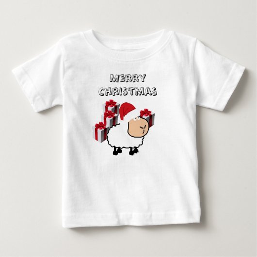Funny whimsisisissies niedliches Weihnachtsschaf Baby T-shirt (Vorderseite)