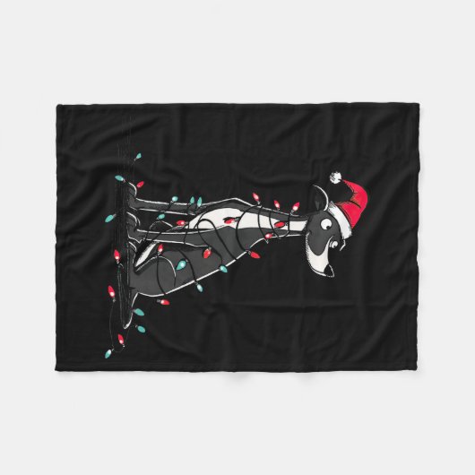 Funny Whippet Christmas Graphics Dog Lights Lover  Fleecedecke (Vorderseite (Horizontal))