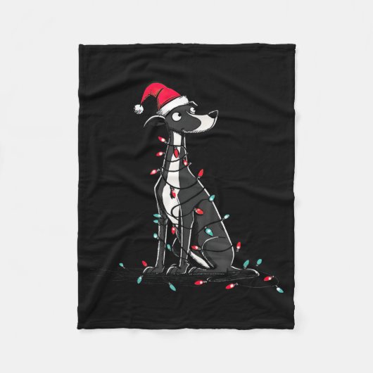 Funny Whippet Christmas Graphics Dog Lights Lover Fleecedecke (Vorderseite)