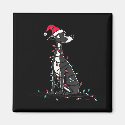 Funny Whippet Christmas Graphics Dog Lights Lover  Magnet (Vorne)