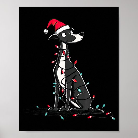 Funny Whippet Christmas Graphics Dog Lights Lover  Poster (Vorne)