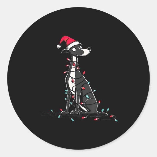 Funny Whippet Christmas Graphics Dog Lights Lover Runder Aufkleber (Vorderseite)