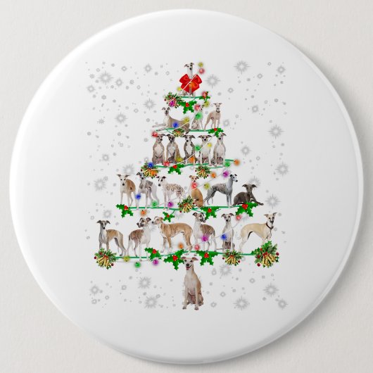 Funny Whippet Dog Weihnachtsbaum Dekoration Button (Vorderseite)