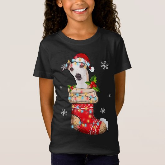 Funny Whippet in Socken Weihnachtsliebhaber Weihna T-Shirt (Vorderseite)