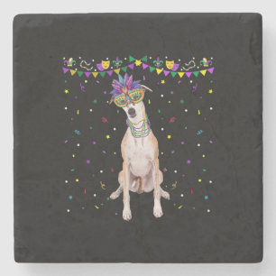 Funny Whippet Karneval Maske Mardi Gras Bea Steinuntersetzer