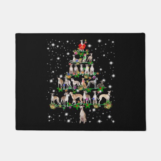 Funny Whippet Weihnachtsbaum Dekoration Fußmatte (Vorderseite)