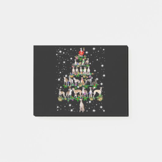 Funny Whippet Weihnachtsbaum Dekoration Post-it Klebezettel (Vorderseite)
