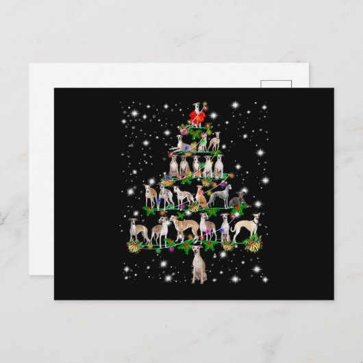 Funny Whippet Weihnachtsbaum Dekoration Postkarte (Vorne/Hinten)