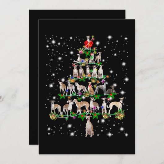 Funny Whippet Weihnachtsbaum Dekorationsgeschenk Einladung (Vorne/Hinten)