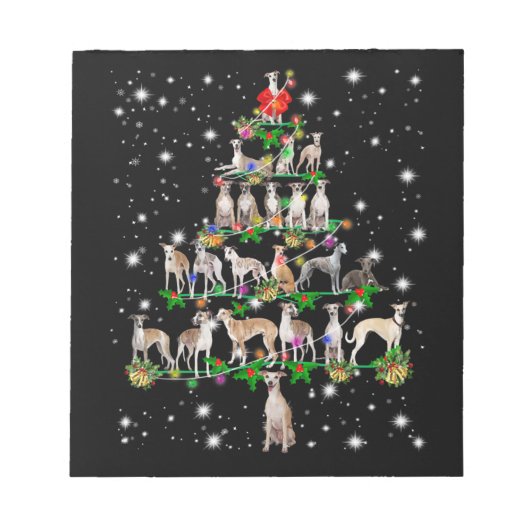 Funny Whippet Weihnachtsbaum Dekorationsgeschenk Notizblock (Vorderseite)