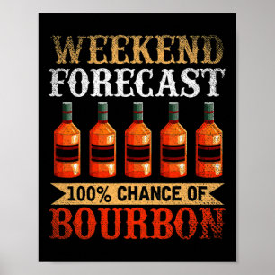 Funny Whiskey Betrunken Weekend Prognose 100% Chan Poster