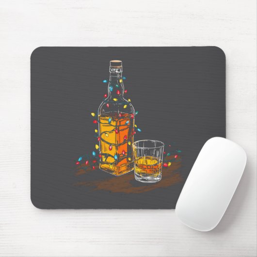 Funny Whiskey Christmas Graphics Lights Lover Long Mousepad (Mit Mouse)