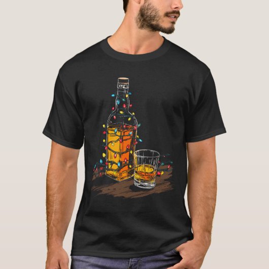 Funny Whiskey Christmas Graphics Lights Lover Long T-Shirt (Vorderseite)