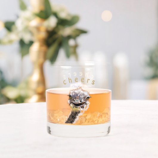 Funny Whiskey Glass Happy Ostrich - Benutzerdefini Whiskyglas (Insitu (Hochzeit))