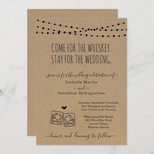Funny Whiskey Thema Hochzeit Einladung (Vorne/Hinten)