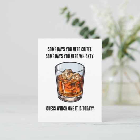 Funny Whiskey Tumbler - Kaffee oder Whiskey? Postkarte (Stehend Vorderseite)