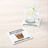 Funny Whiskey Tumbler - Kaffee oder Whiskey? Rechteckiger Pappuntersetzer (Vor Ort)