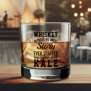 Funny Whiskey versus Kale Quote Black Text Whiskyglas