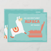 Funny White Alpaca Reise Postkarte (Vorne/Hinten)