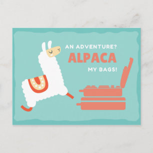 Funny White Alpaca Reise Postkarte