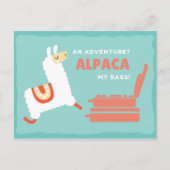 Funny White Alpaca Reise Postkarte (Vorderseite)