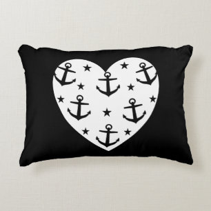 Funny White Anchors Herz Dekokissen