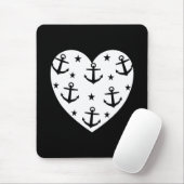 Funny White Anchors Herz Mousepad (Mit Mouse)