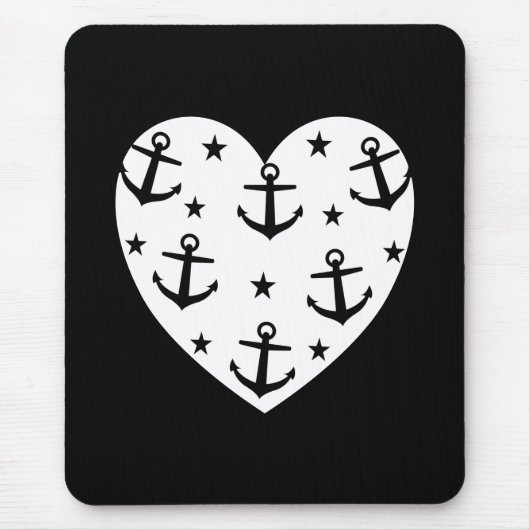 Funny White Anchors Herz Mousepad (Vorne)