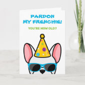 Funny White Bulldog Frenchie Birthday Card Karte (Vorderseite)