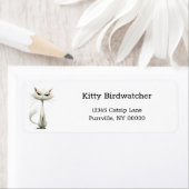 Funny White Cartoon Cat Rücksendeadresse (Insitu)