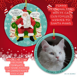 Funny White Cat Besuchen Weihnachtsfeiern Weihnach Keramik Ornament