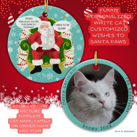 Funny White Cat Besuchen Weihnachtsfeiern Weihnach Keramik Ornament