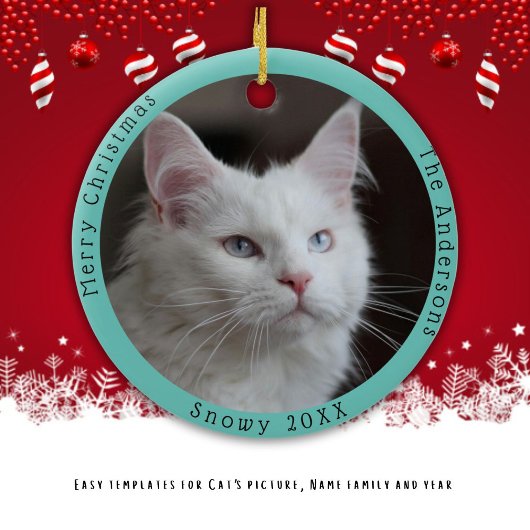 Funny White Cat Besuchen Weihnachtsfeiern Weihnach Keramik Ornament