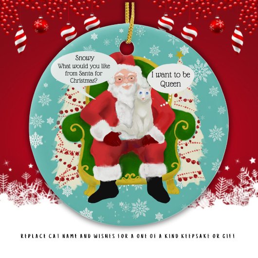 Funny White Cat Besuchen Weihnachtsfeiern Weihnach Keramik Ornament