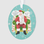 Funny White Cat Besucht Santa Custom Foto Ornament (Vorderseite)