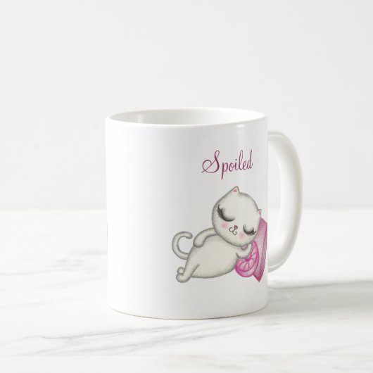 Funny White Cat Kaffee Tasse (VorderseiteRechts)
