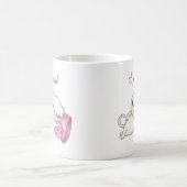 Funny White Cat Kaffee Tasse (Mittel)