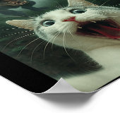 Funny White Cat Selfie With T-rex Dinosaur, Cat Ki Poster (Ecke)