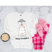 Funny White Cat Weihnachtsbaumlichter sarkastisch Sweatshirt