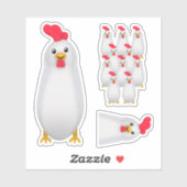 Funny White Chicken / Rooster Aufkleber (Blatt)