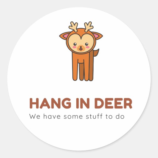 Funny White Deer Runder Aufkleber (Vorderseite)