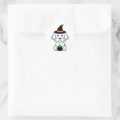 Funny White Dog ist eine Hexe Runder Aufkleber (Tasche)