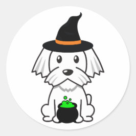 Funny White Dog ist eine Hexe Runder Aufkleber