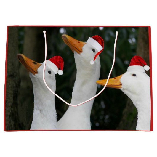 Funny White Duds in Red Santa Caps Urlaub Große Geschenktüte (Vorderseite)