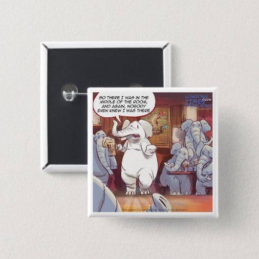 Funny White Elephant im Raum Button (Vorne & Hinten)