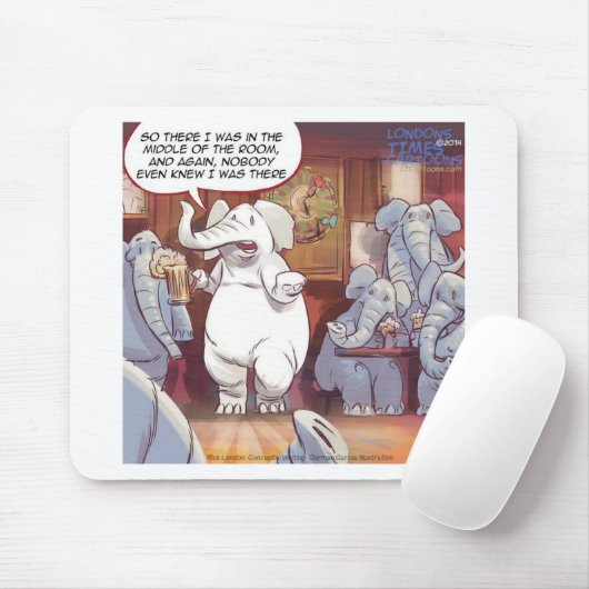 Funny White Elephant im Raum Mousepad (Mit Mouse)
