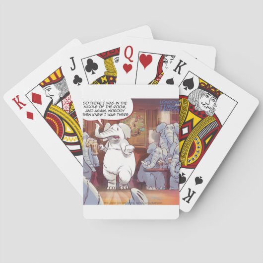 Funny White Elephant im Raum Spielkarten (Rückseite)