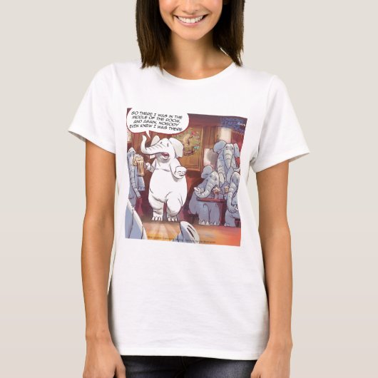 Funny White Elephant im Raum T-Shirt (Vorderseite)