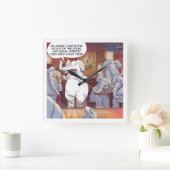 Funny White Elephant Square Wall Clock Quadratische Wanduhr (Zuhause)