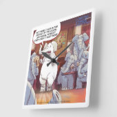Funny White Elephant Square Wall Clock Quadratische Wanduhr (Winkel)